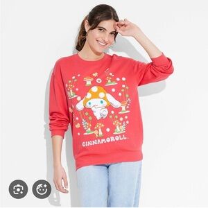 NWT Sanrio Cinnamoroll Mushroom 🍄 Crewneck Sweatshirt, Strawberry Red, Size M